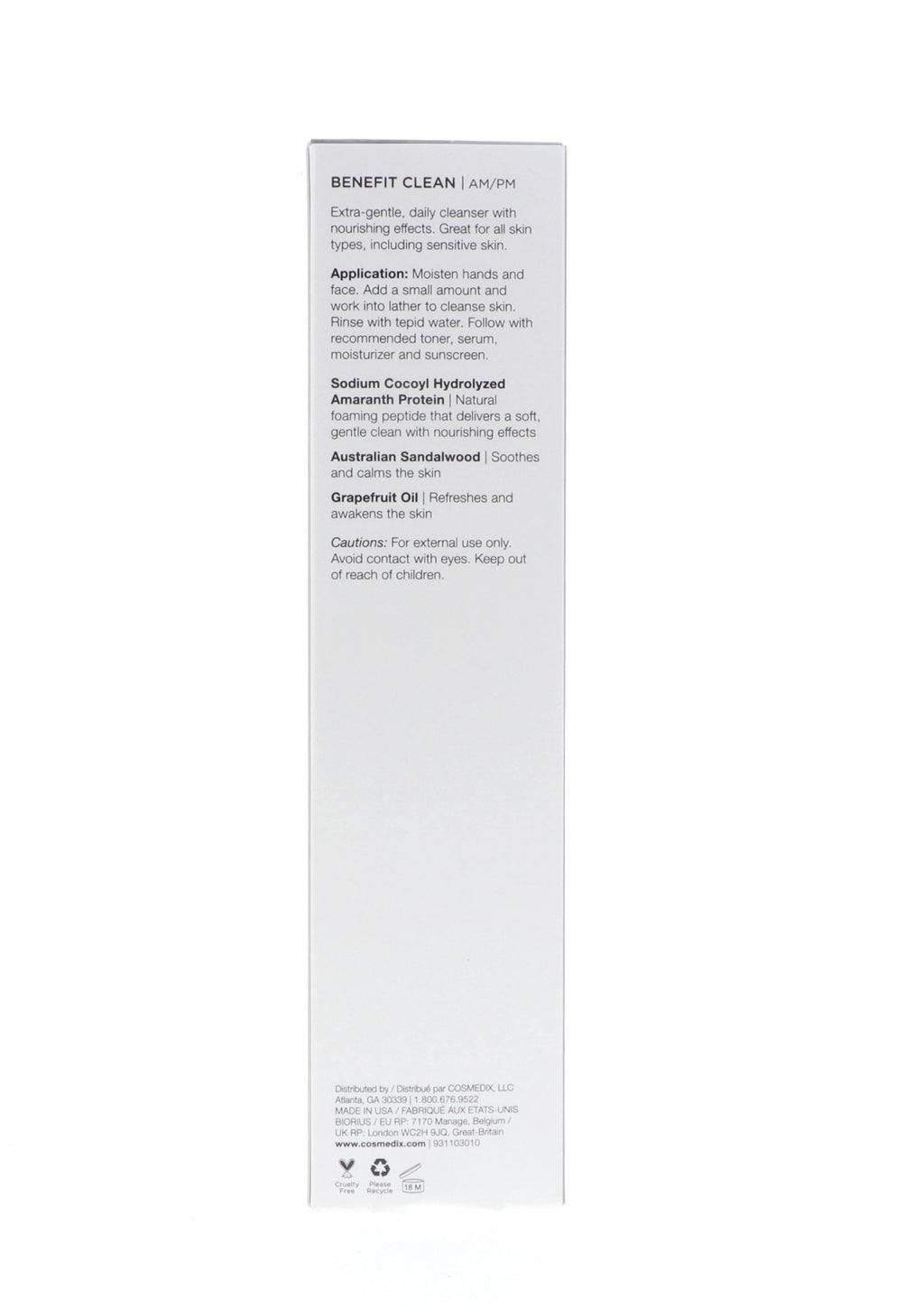 CosMedix Benefit Clean Gentle Cleanser, 5 oz