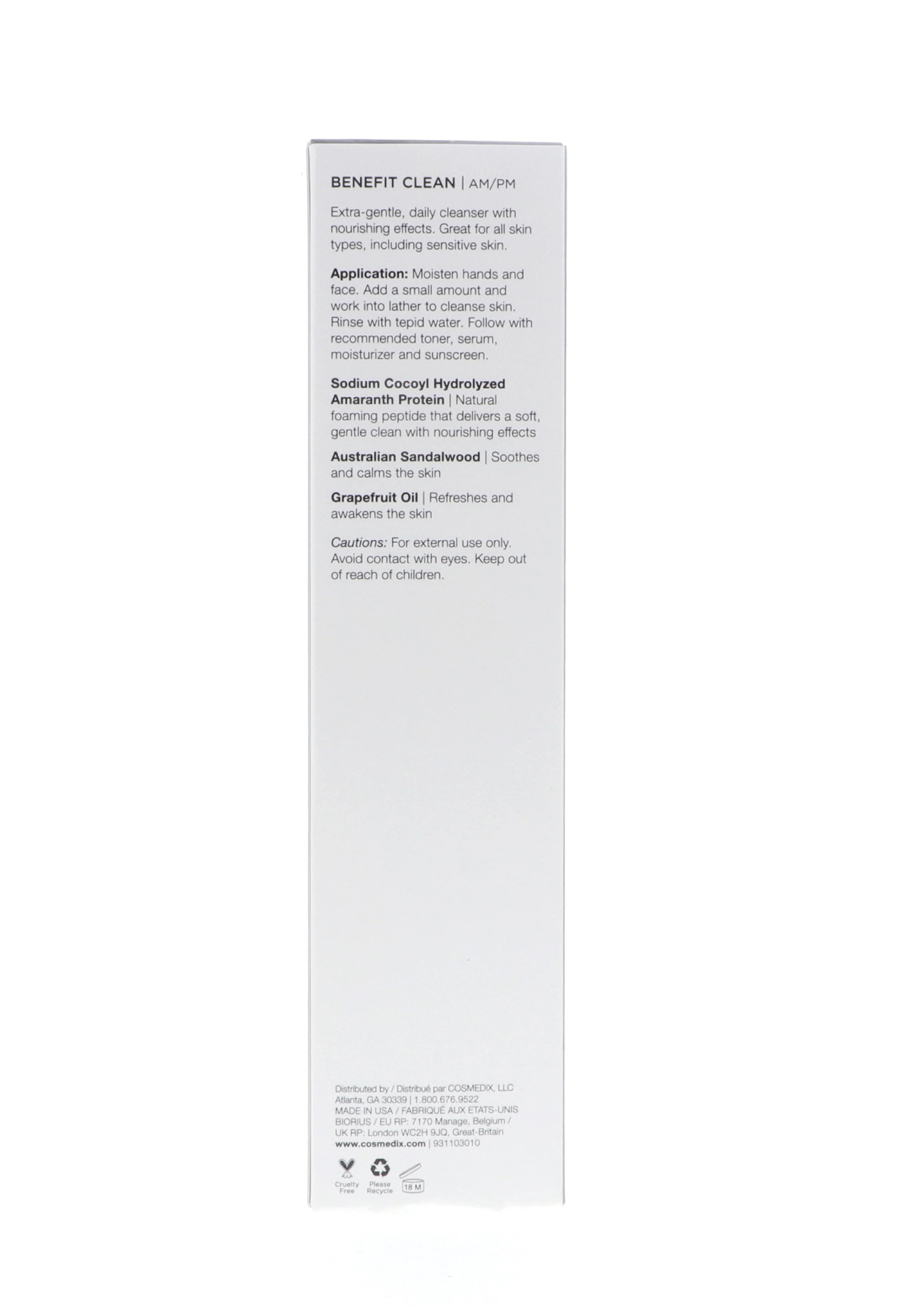 CosMedix Benefit Clean Gentle Cleanser, 5 oz