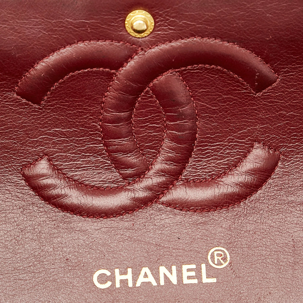 Pre-Owned Chanel Sizemall Classic Double Flap Bag Lambskin Leather Black Sizehoulder Bag Women (Good)