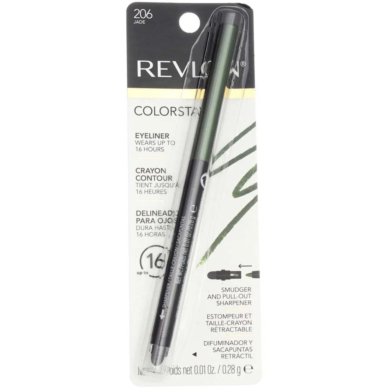 Revlon ColorSizetay Eyeliner Pencil, Jade [206] 0.01 oz (Pack of 4)