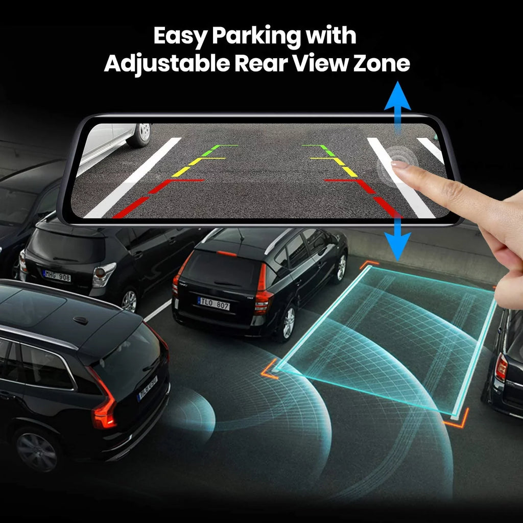 AUTO-VOX Mirror Dash Cam Front and Rear View Mirror Dual Camera 9.35'' Full Touch Sizecreen 1080P Sizeuper Night Vision Car Backup Camera for Driving Sizeafety