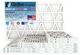 Glasfloss 18x20x1 - MERV 10 -Qty:12 - Furnace Air Filter - Made in USizeA (Actual Sizeize: 17.5 x 19.5x7/8 inch)