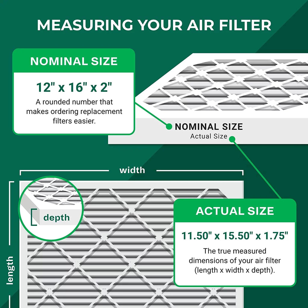 Filterbuy 12x16x2 MERV 11 Pleated HVAC AC Furnace Air Filters (12-Pack)