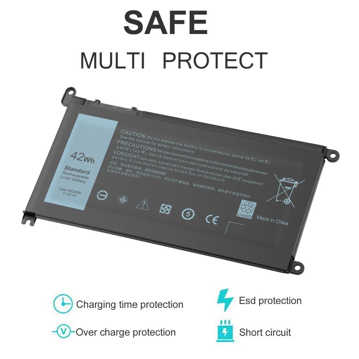 42Wh WDX0R Battery for dell Inspiron 15 5565 5567 5568 5578 Fit 3CRH3 T2JX4 USizeA