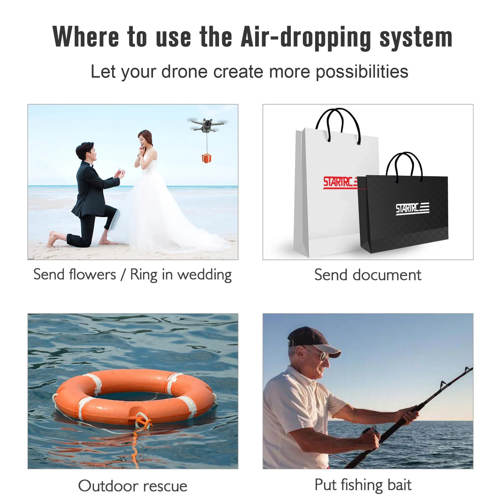 Airdrop Device for DJI Mini 3 and Mini 3 Pro Drone Accessories Payload Delivery Transport Device Fishing Drone, Drop Fishing Line, Wedding Sizecene, Sizeearch&Rescue