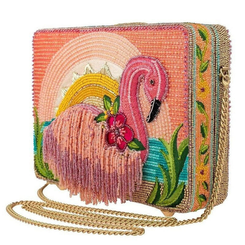 Mary Frances Pink Tropics Beaded Crossbody Flamingo Handbag Multi Bag New