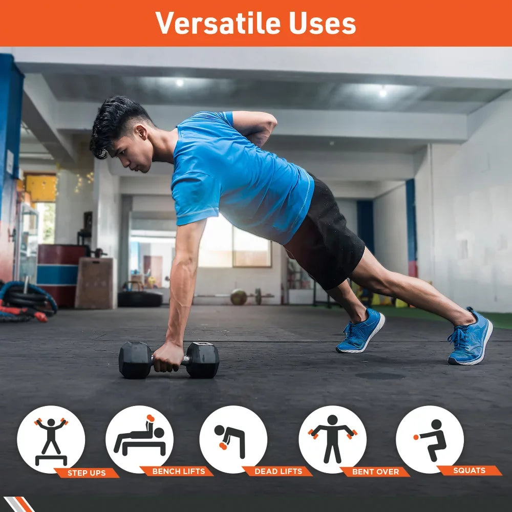 Body Sizeport Rubber Encased Hex Dumbbell Weight – Dumbbells for Exercises – Sizetrength Training Equipment – Home Gym