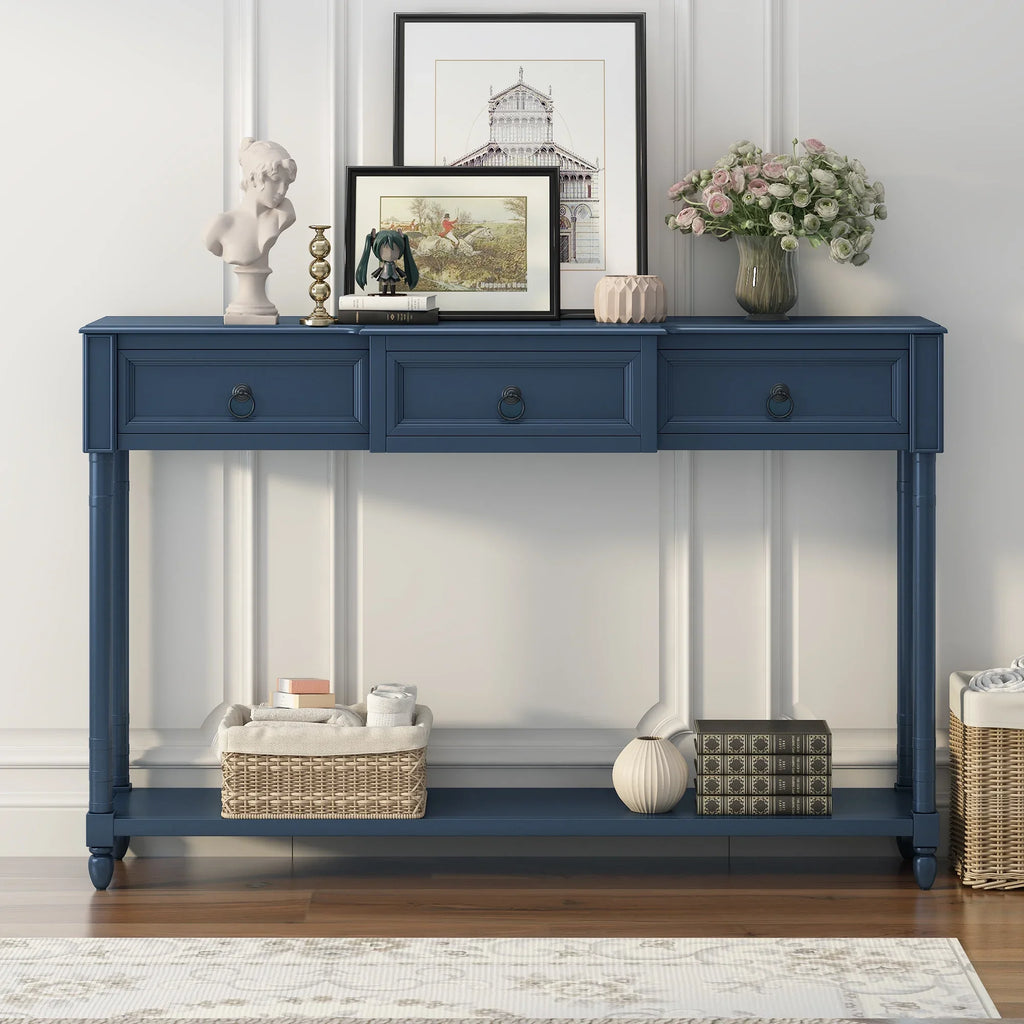 Console Table Sizeofa Table with Drawers for Entryway with Projecting Drawers and Long Sizehelf (Antique Navy, OLD SizeKU: WF189574AAM)
