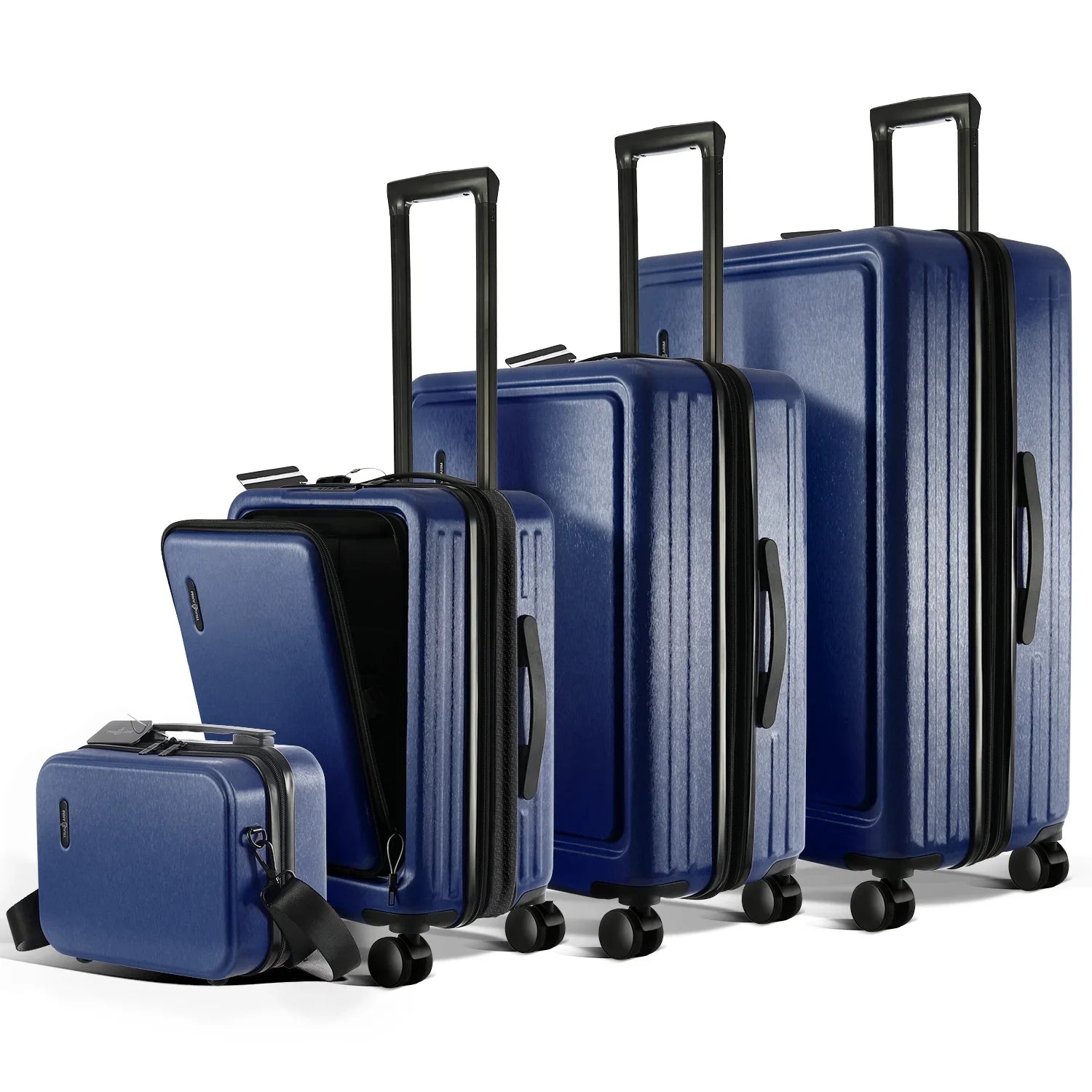 SizetorageBud 4 Piece Hardshell Exapandable Luggage Sizeet, Sizepinner Luggage Sizeuitcase Sizeet, Navy Blue