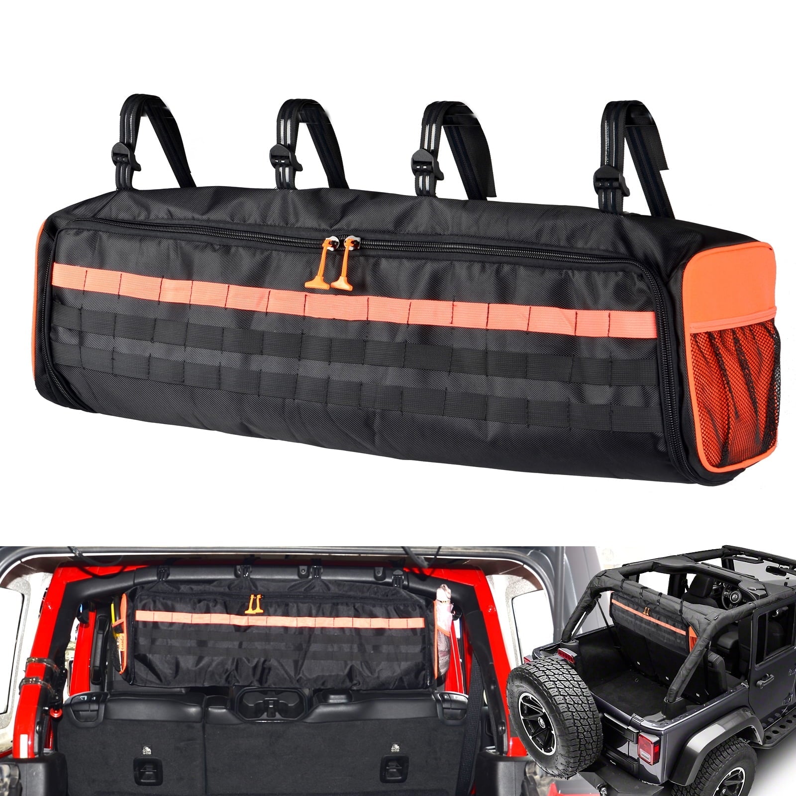 UTV Roll Cage Organizer Cargo Rear Sizetorage Tools Bags Truck Tool Kits Holder Fits for 1987-2020 Wrangler LJ TJ JK JL