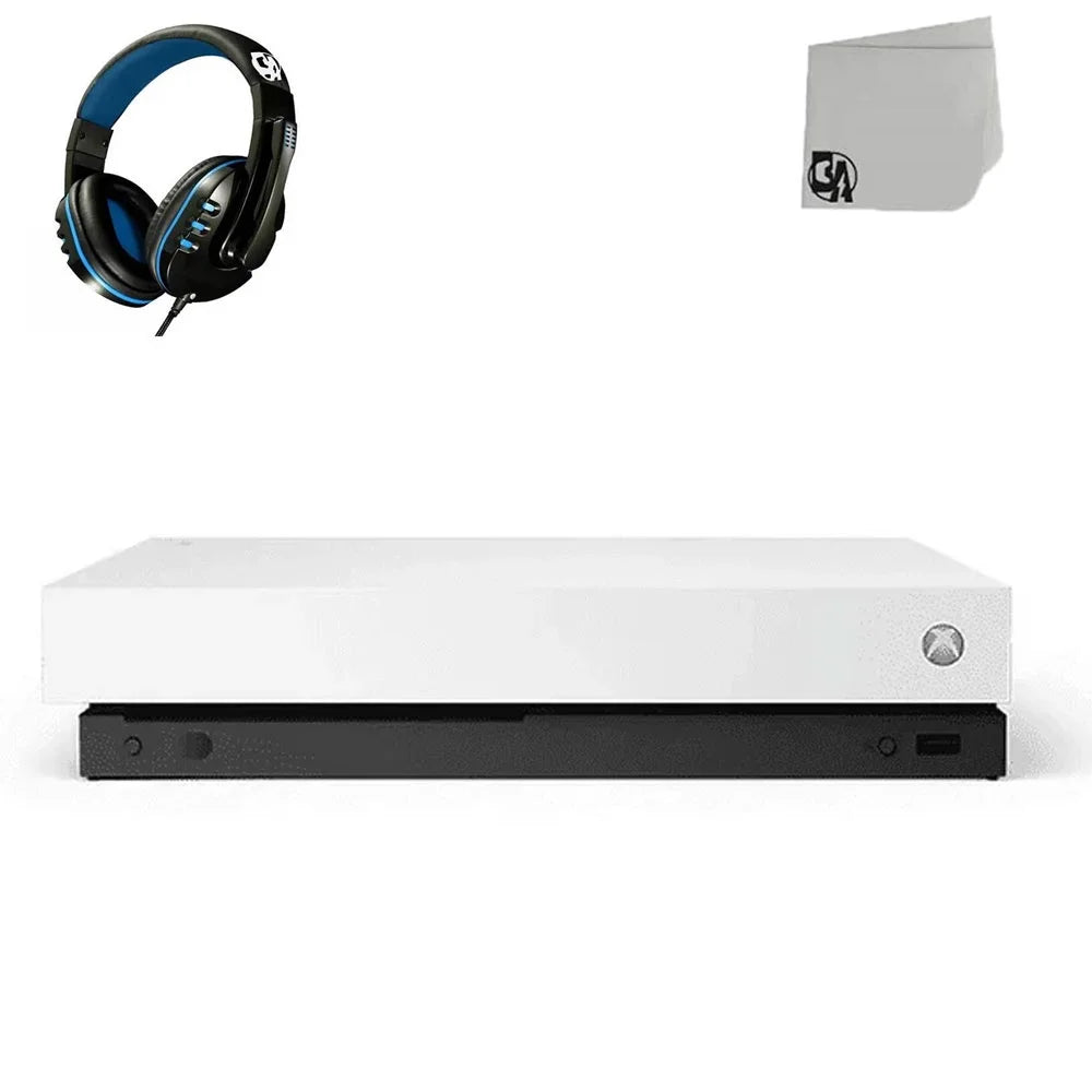 Microsoft Xbox One X 1TB, 4K Ultra HD Ivory Console Only with Headset BOLT AXTION Bundle Like New