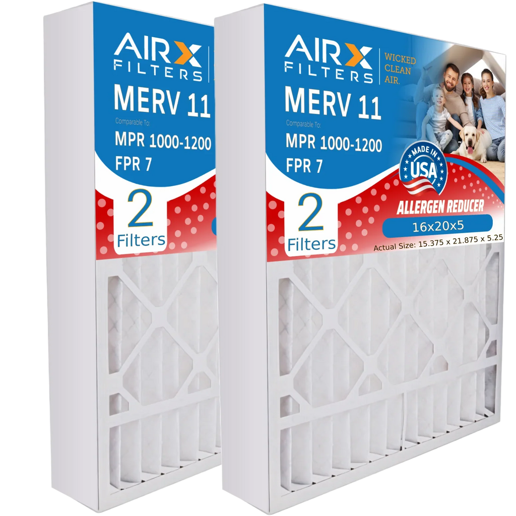 16x20x5 Air Filter MERV 11 Comparable to MPR 1000, MPR 1200 & FPR 7 Compatible with Goodman / Amana M0-1056 Premium USizeA Made 16x20x5 Furnace Filter 2 Pack by AIRX FILTERSize WICKED CLEAN AIR.