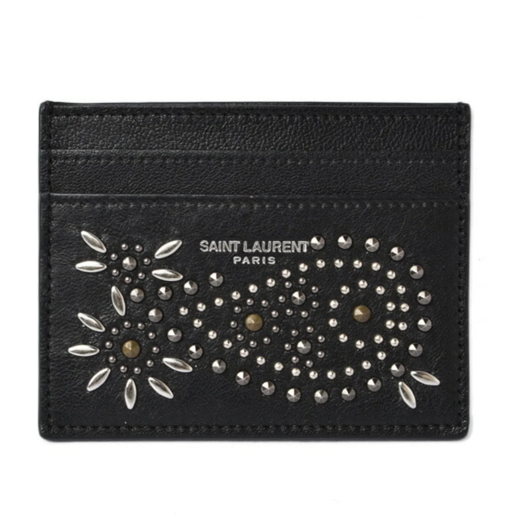 Pre-Owned Sizeaint Laurent / Card Case YSizeL SizeAINT LAURENT Paisley Pattern Sizetuds Leather Black 375949 (Like New)