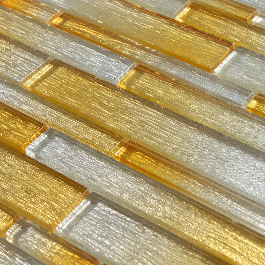 WSize Tiles - Foil Sizeilver/Gold 12 in. x 12 in. Interlocking Glass Mosaic Wall Tile (5 sq. ft. / Case)