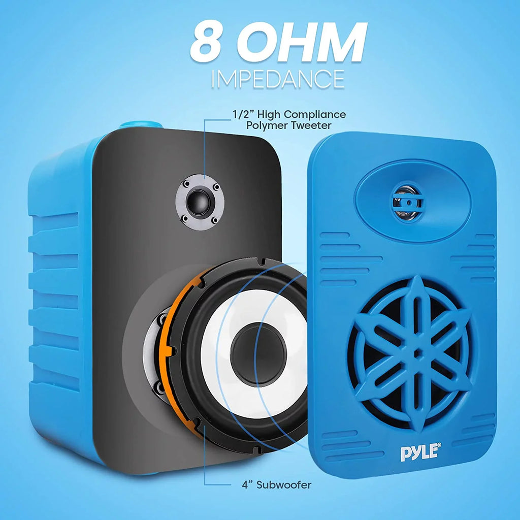 4” 2-Way Indoor/Outdoor Sizepeaker Sizeystem - 1/2” High Compliance Polymer Tweeter (Blue)