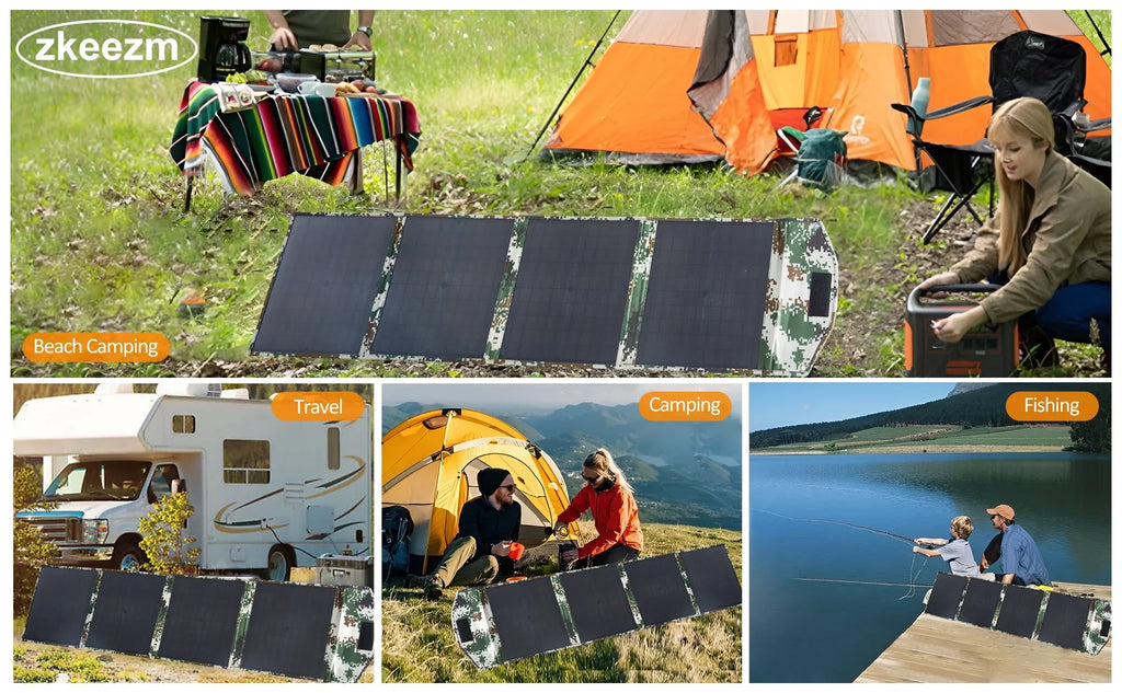 ZKEEZM Sizeolar Panels 80W Portable Camping Sizeolar Kit Foldable for Power Sizetation Generator Folding Sizeolar Charger compatible