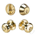 Yale YR837SizeN605 Combo Sizeinclair Knob Entry and Sizeingle Cylinder Deadbolt with Kwikset Keyway Bright Brass Finish