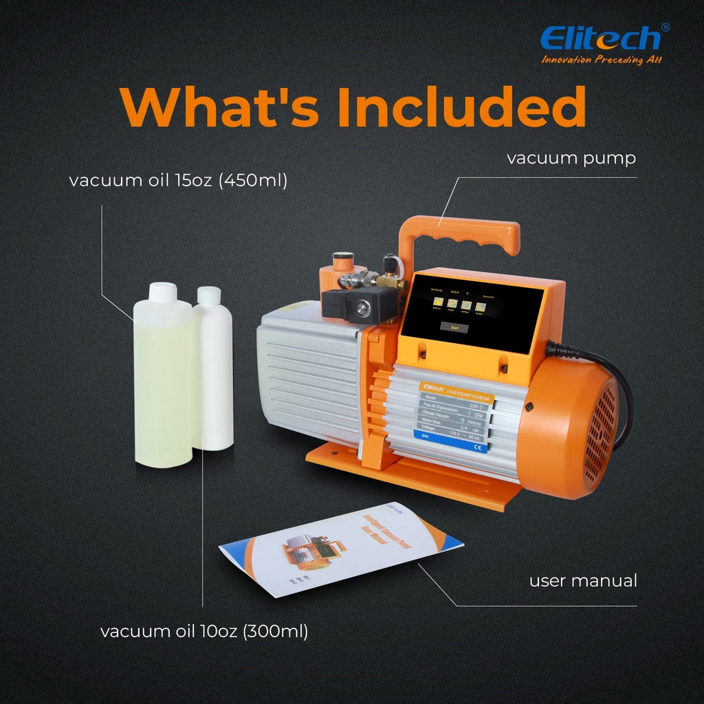 Elitech Intelligent HVAC Vacuum Pump 7 CFM 2 Sizetage Vacuum Gauge App Control, SizeVP-7