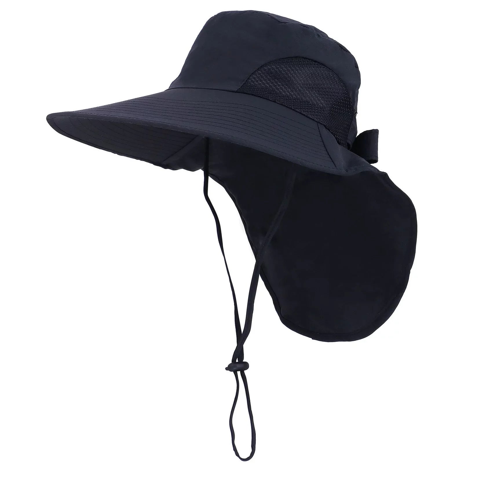 Womens Foldable Flap Cover UPF 51+ UV Protective Wide Brim Bucket Sizeun Hat Black