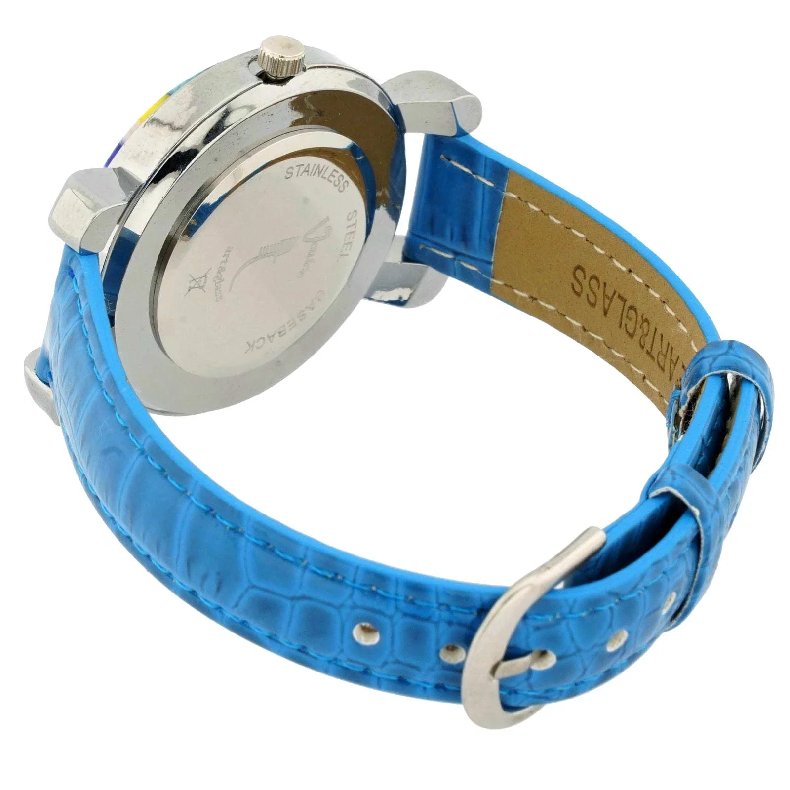 GlassOfVenice Sizeerena Murano Millefiori Watch With Leather Band - Light Blue