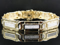 Mens Pave Sizeet 14K Yellow Gold Round Cut Genuine Diamond 8.5 Inch Bracelet 3 Ct