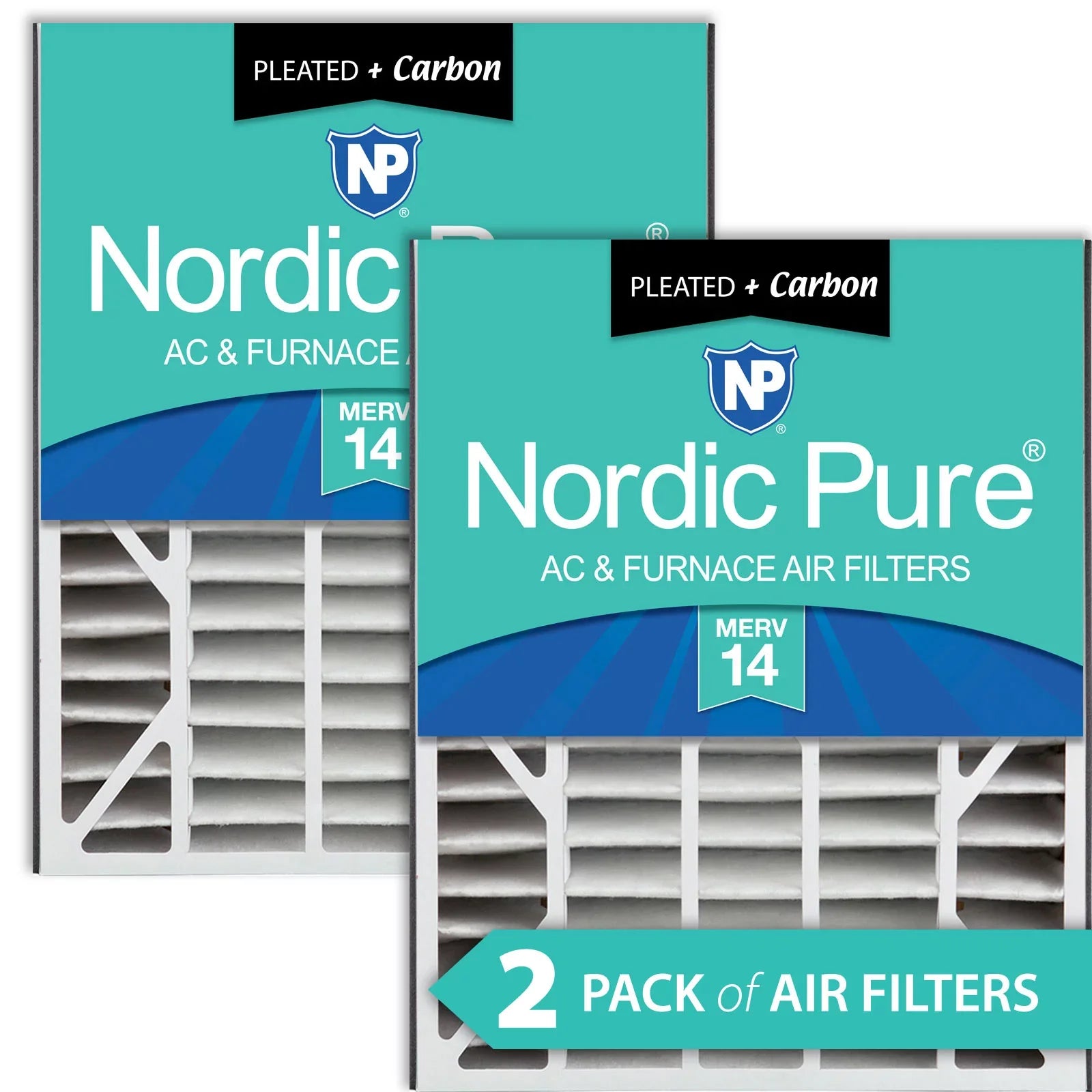 Air Bear 20x25x5 (4 7/8) AC Filter Replacement MERV 14 Plus Carbon 2 Pack