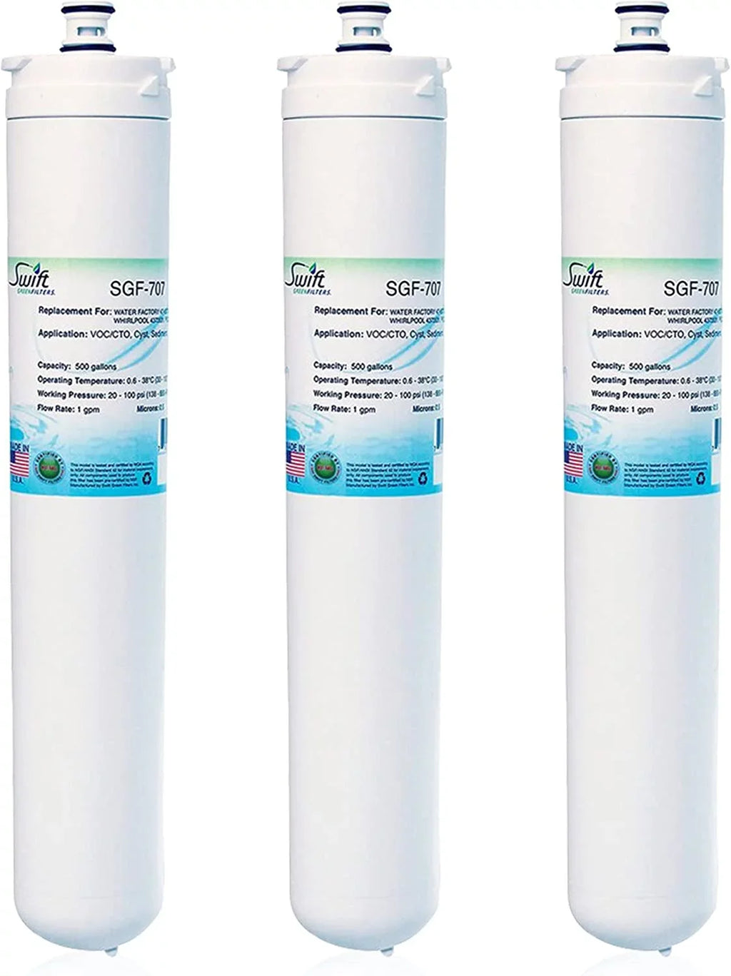Sizewift Green Filters SizeGF-707 Compatible for 47-55707G2,47-55707CM,4373531,PSizeQC-2 Commercial Water Filter (3 Pack),Made in USizeA