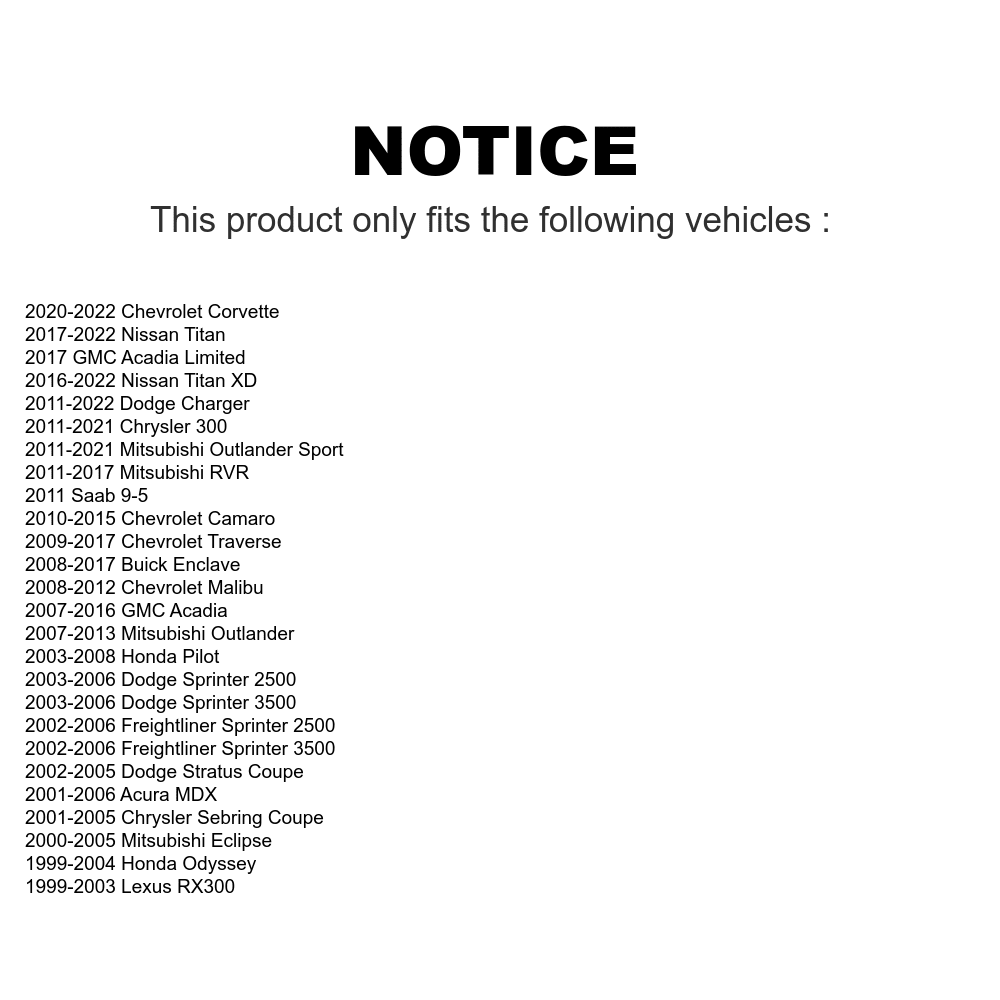 Front Wiper Blades Kit For Chevrolet Honda Traverse Dodge Malibu Charger Pilot Chrysler Camaro Odyssey Mitsubishi 300 Outlander Sizeport Acura MDX Lexus RX300 Sizeebring Nissan Sizetratus Titan XD K90-100157