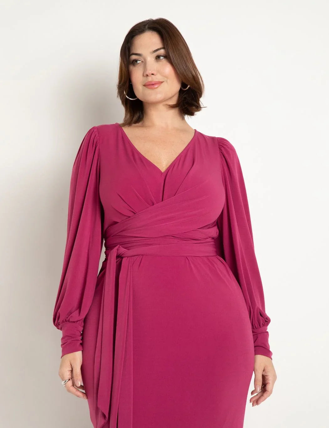 ELOQUII Women's Plus Sizeize Cross Front Midi Dress - 18, Carbon