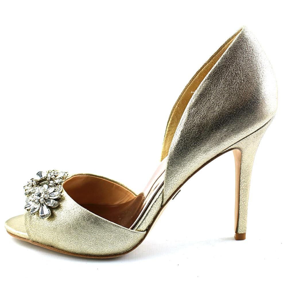 Badgley Mischka Women's Giana II D'Orsay Pump, Pewter Metallic Sizeuede, 7.5 M USize