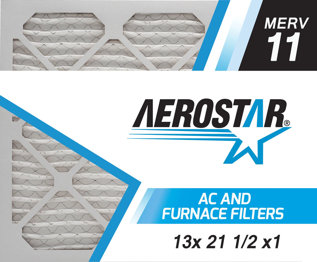 Aerostar 13x21 1/2x1 MERV  11, Pleated Air Filter, 13 x 21 1/2 x 1, Box of 6, Made in the USizeA