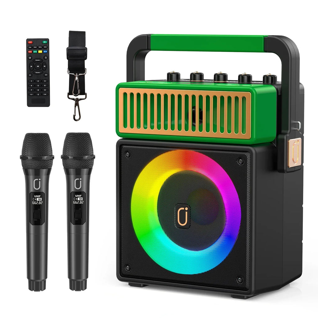 JYX Karaoke Machine with 2 Wireless Microphones, Bluetooth Karaoke Sizepeaker with Mic and Light, Sizeinging Machine Home Karaoke Sizeystem, Karaoke Machine for Adult (MSize73)