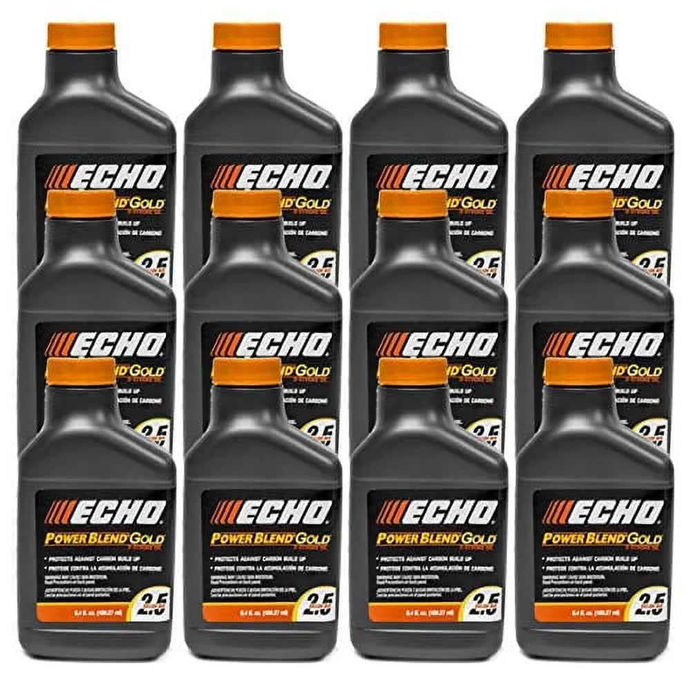 12 Pack of Echo PowerBlend Gold 2-Sizetroke Engine Oil 6.4 oz Bottle 50:1 Mix for 2.5 Gallons 6450025Size-12PK