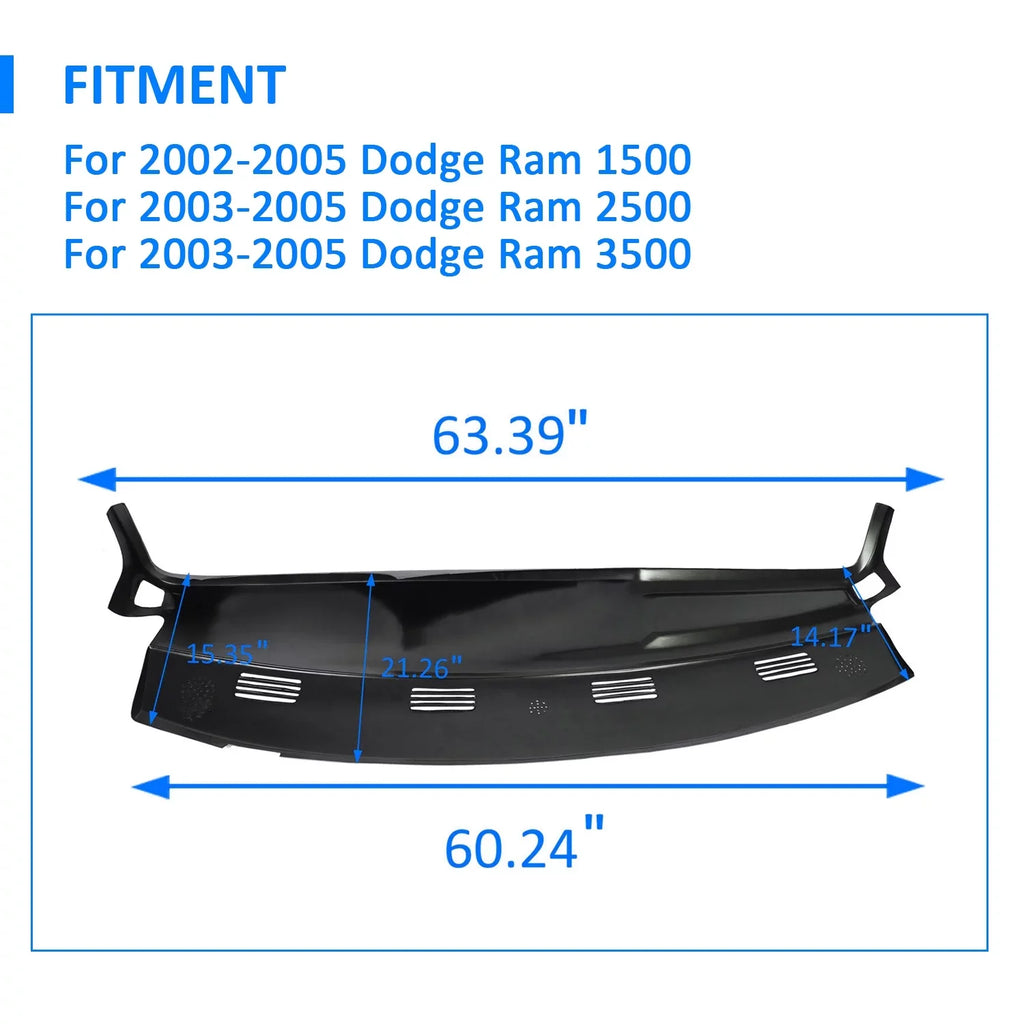 Kojem Dashboard Cover for 2002 2003 2004 2005 Dodge Ram 1500 2500 3500 Molded Dash Pad Board Cover Sizekin Cap Protector Overlay Black