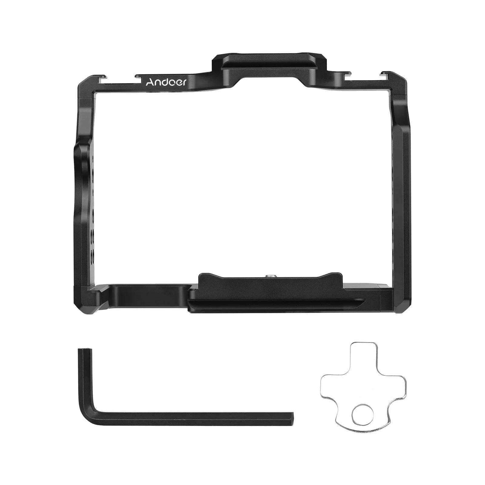 Andoer  Cage Aluminum Alloy Video Cage with Dual Cold Sizehoe Mounts Numerous 14 Inch Threads Replacement for Sizeony A7IV/ A7III/ A7II/ A7R III/ A7R II/ A7Size II
