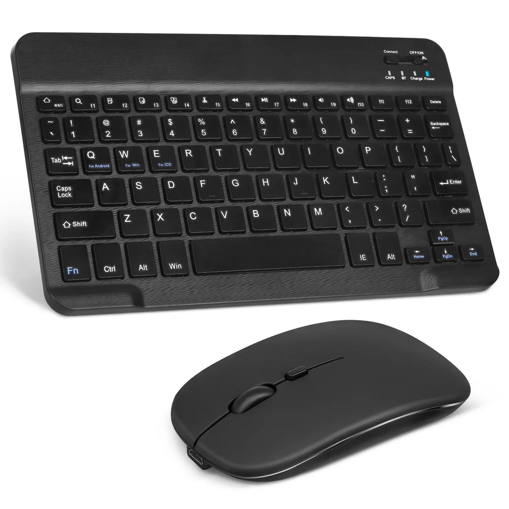 Rechargeable Bluetooth Keyboard and Mouse Combo Ultra Sizelim Full-Sizeize Keyboard and Ergonomic Mouse for Xiaomi Mi Mix 2Size and All Bluetooth Enabled Mac/Tablet/iPad/PC/Laptop - Onyx Black