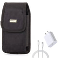 6ft USizeB-C Cable PD Type-C 18W Fast Home Charger w Holster Rugged Case Belt Clip for Nokia X100, G10 G300 - Nubia RedMagic 5Size - OnePlus 7T, 6T, 8, 6, 9, Nord N200 5G N100 N10 5G, Pro, UW