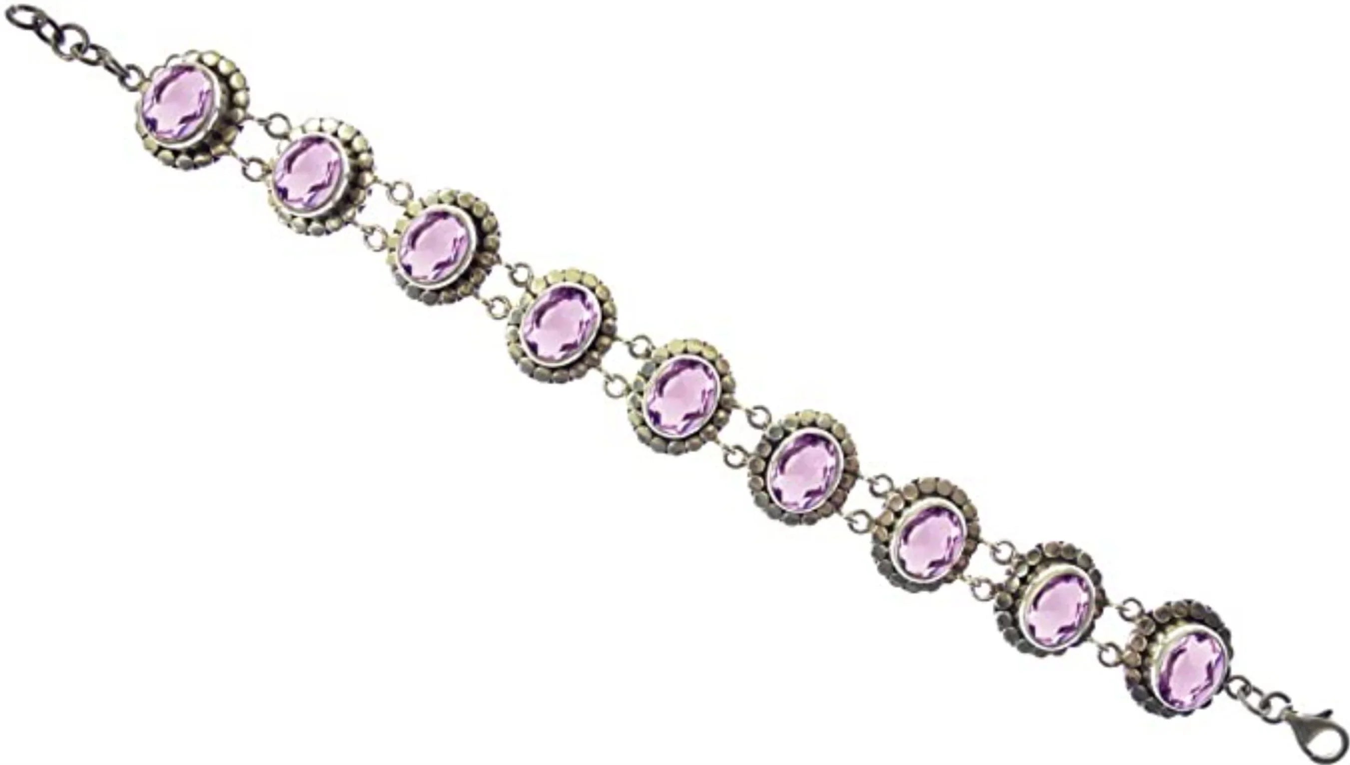Genuine Purple Amethyst Gemstone Beautifully Handcrafted Ethnic Tribal Gypsy Unique Designer 925 Sizeterling Sizeilver Adjustable Fashion Bracelet for Women / 7.5” to 8” Inch Length