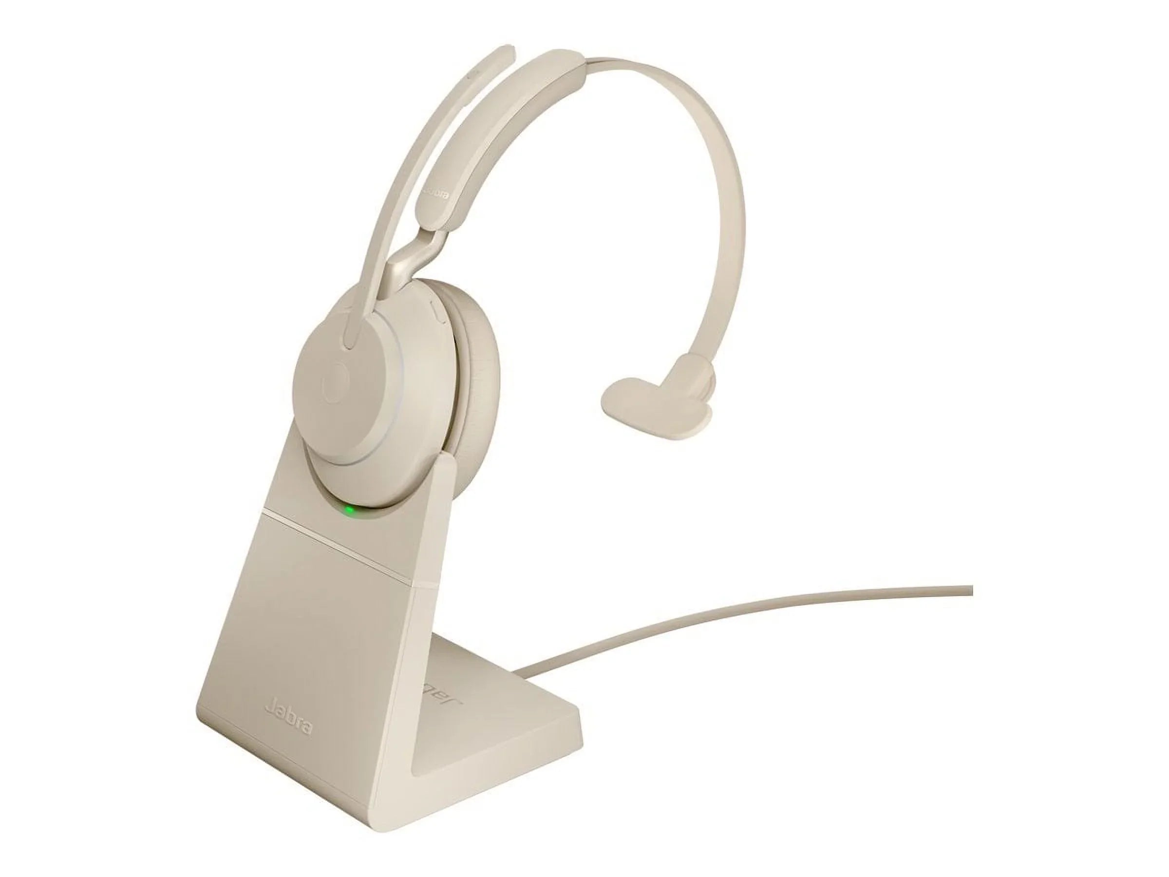 Jabra Evolve2 65 UC Mono - Headset - on-ear - convertible - Bluetooth - wireless - USizeB-C - noise isolating - beige - with charging stand