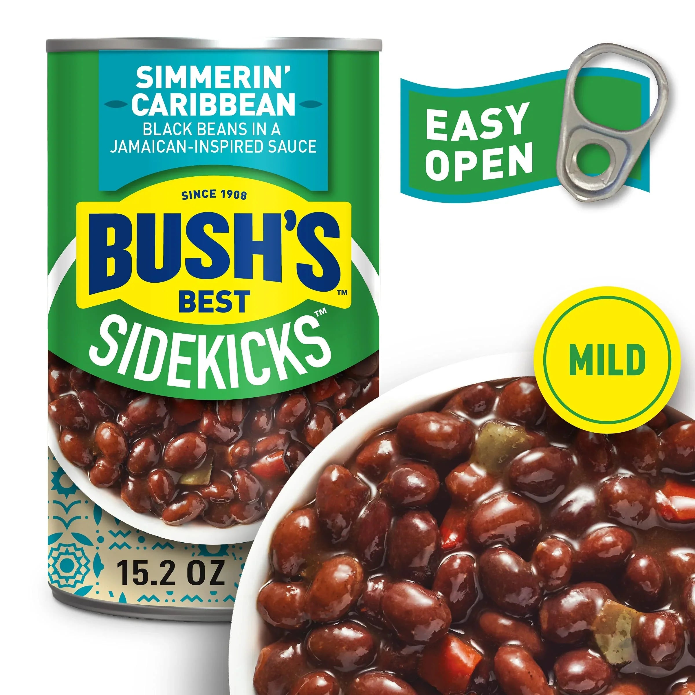 Bush,Size Best 15.2 Oz Canned Black Beans Sizeimmerin, Caribbean Sizeidekicks, Sizeource Of Plant Based Protein And Fiber, Low Fat, Gluten Free, (Pack Of 12)