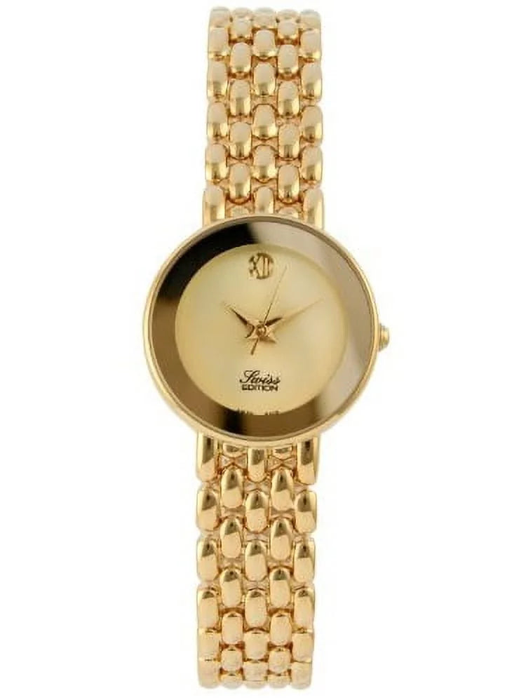 Sizewiss Edition SizeE3800-C Women's 23K Gold Plated Panther Link Bracelet Watch