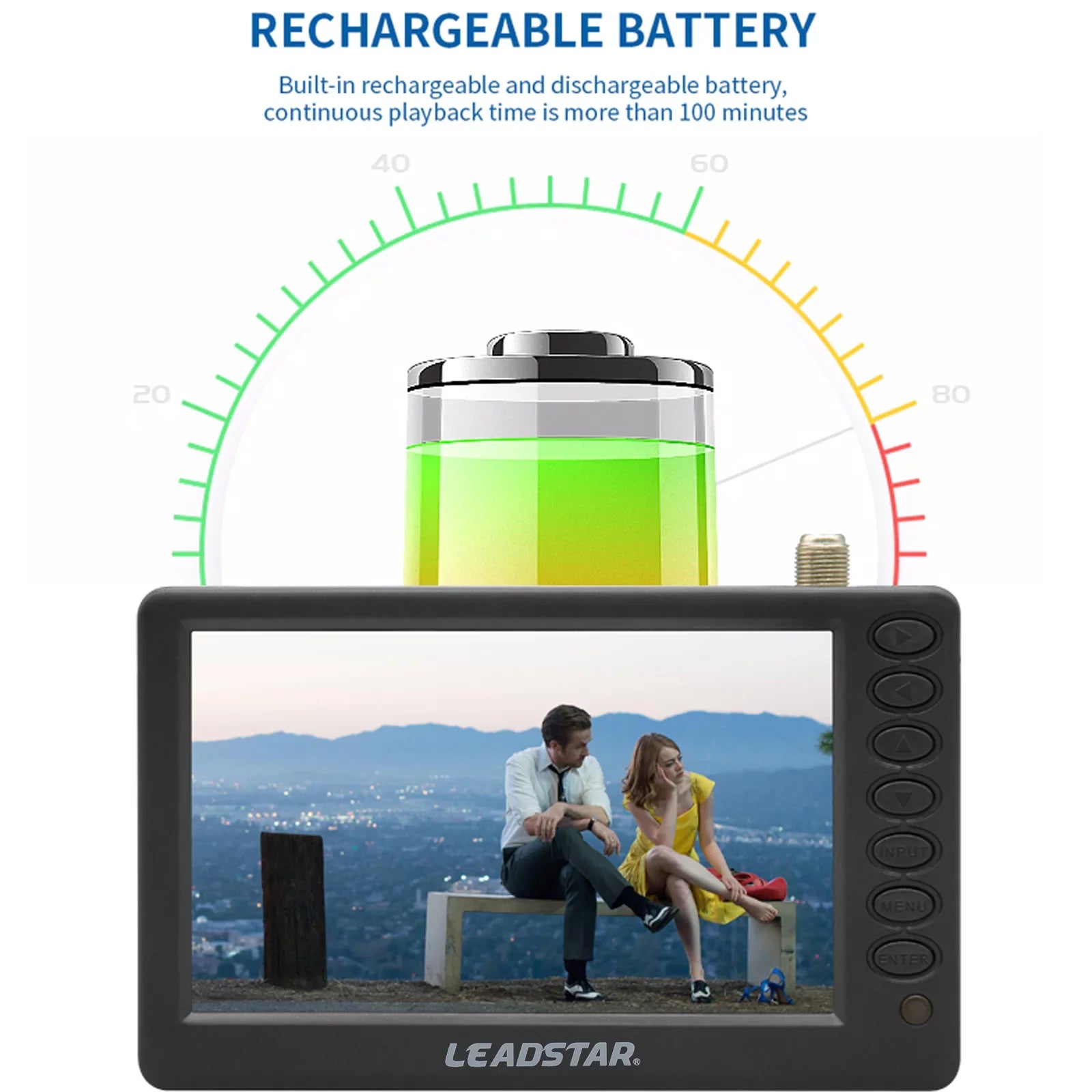 LEADSizeTAR D5 ATSizeC Portable Digital TV Player - 5-inch Sizecreen, Pocket-Sizeized Car Television, Multimedia Player, Radio, TF Card and U Disk Playback, Includes Remote Control