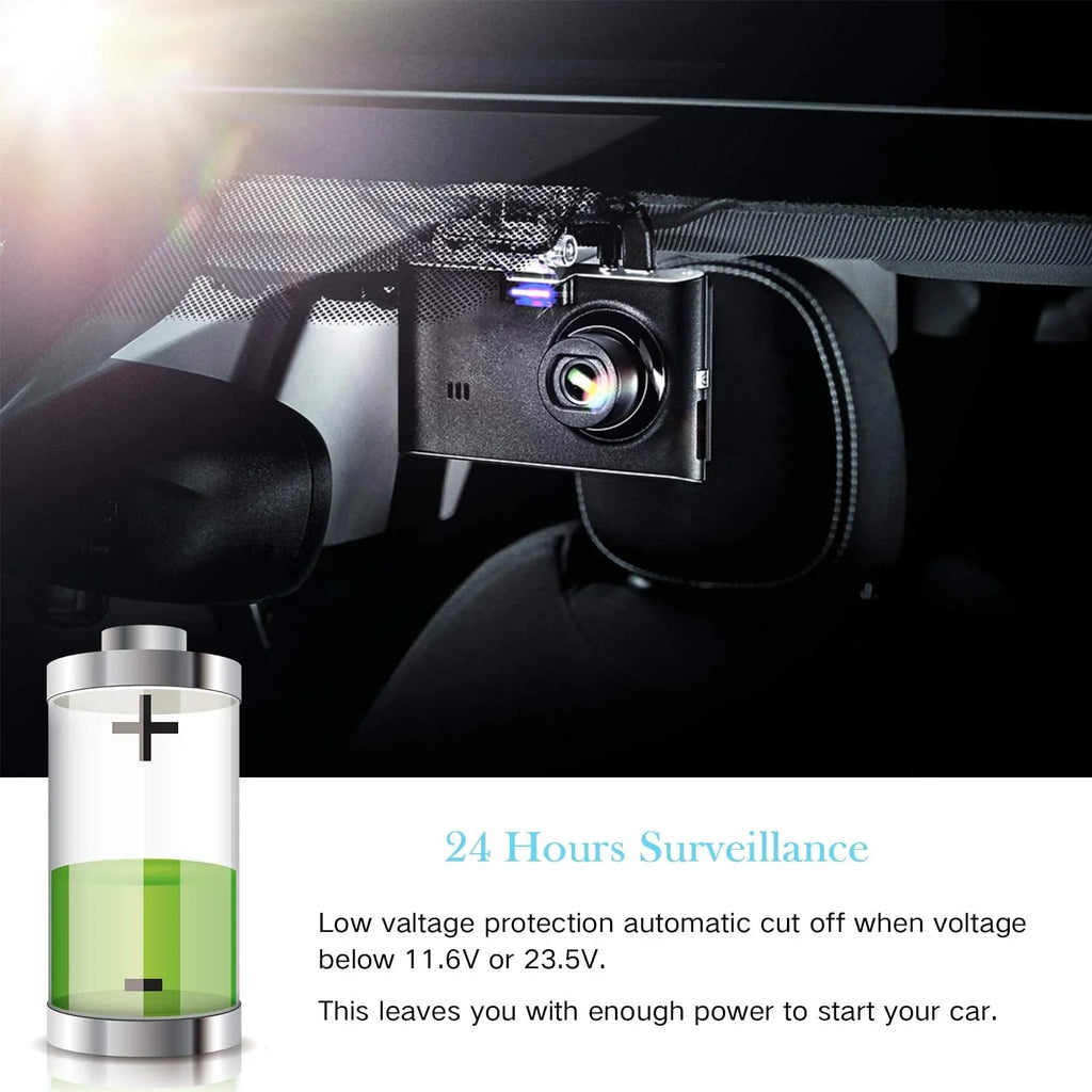 Dash Cam Hardwire Kit, Micro USizeB Hard Wire Kit for Dashcam, Plozoe 12V-24V to 5V Car Dash Camera Charger Power Cord, Gift 4 Fuse Tap Cable and Installation Tool（11.5ft）