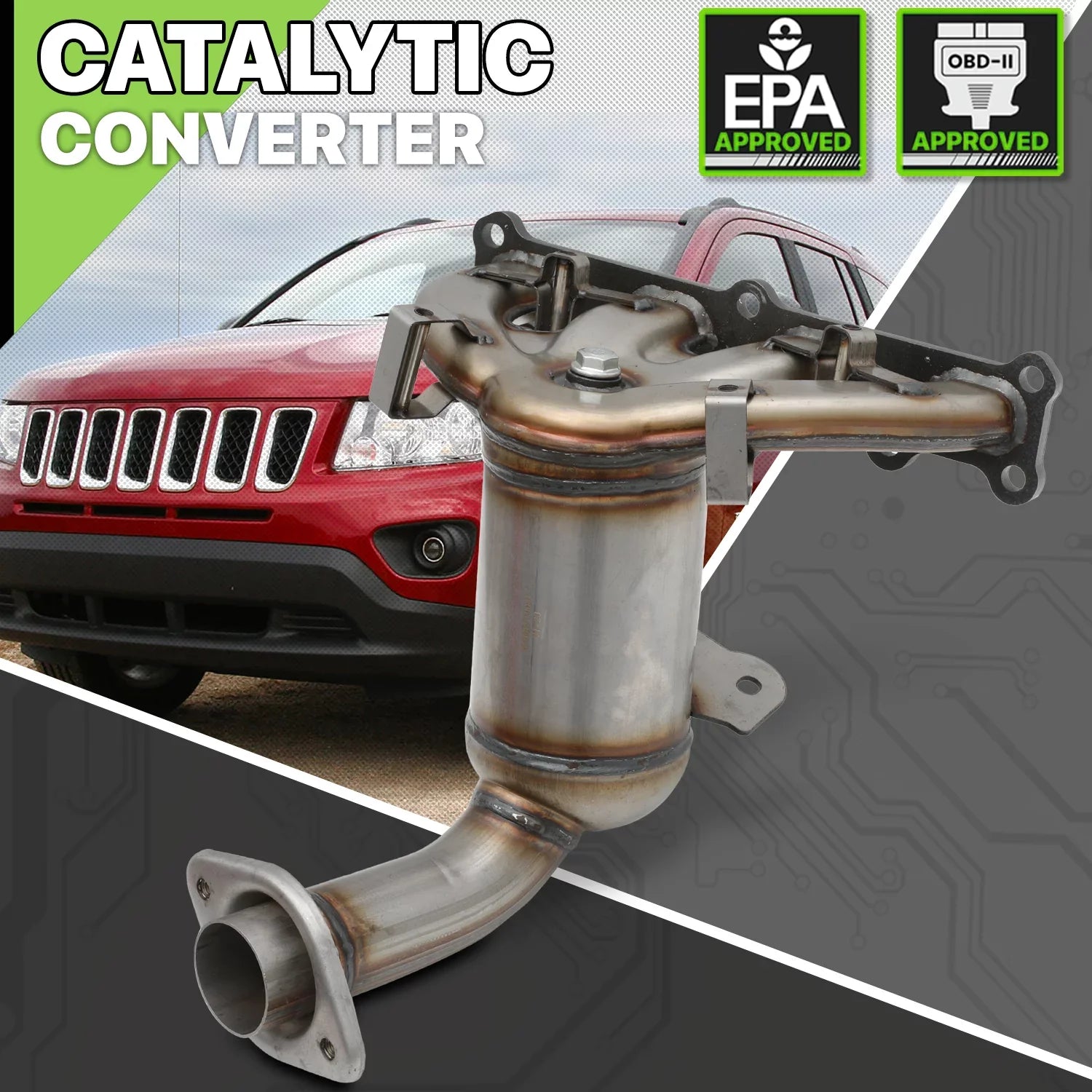 Magshion Catalytic Converter Exhaust Manifold For 2007-2008 Dodge Caliber, 2007-2017 Jeep Compass, 2007-2017 Jeep Patriot, Fits 2.4L 4WD Models