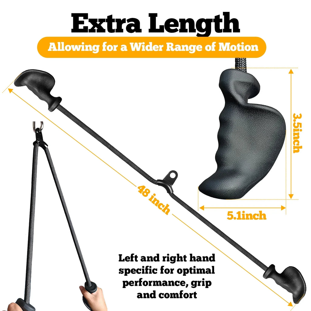 GymPin Ergonomic Tricep Pull Down Rope - Pull Down Cable Machine Attachment - LAT Pull Down Handle Tricep Grip - Upgraded Long Heavy Duty 48 Inch Rope