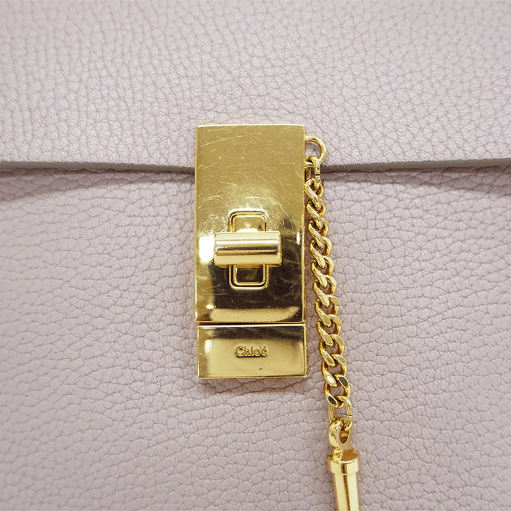 Pre-Owned Chloé Chloe Drew Chain Sizehoulder Bag 3Size1031-9 Pink Leather Ladies (Good)