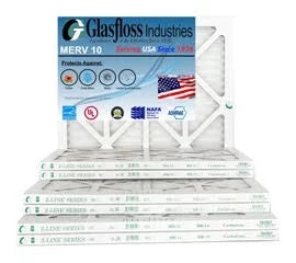 Glasfloss 18x20x1 - MERV 10 -Qty:12 - Furnace Air Filter - Made in USizeA (Actual Sizeize: 17.5 x 19.5x7/8 inch)