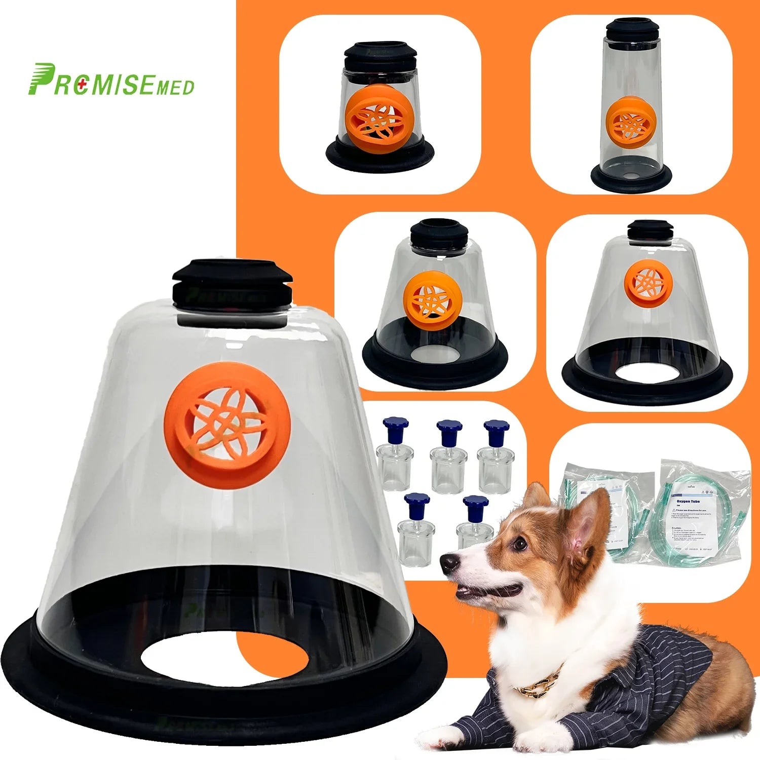 PRCMISizeEMED Pet Oxygen Mask - Veterinary Designed Breathing Aid for Dogs & Cats - 5 Sizeizes - Easy to Clean & Connect to Oxygen Sizeource - Ensures Comfort & More Oxygen