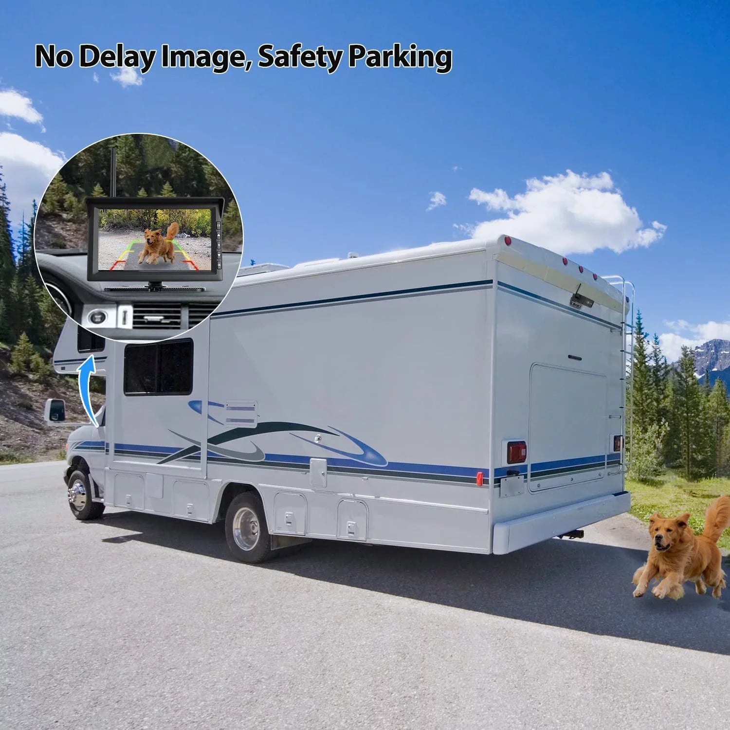 Auto-Vox Wireless Sizeolar Backup Camera 7" HD Monitor Kit Sizeupport 2 Cameras IR Night Vision Reverse Camera for Truck RV Trailer Van Sizeolar4