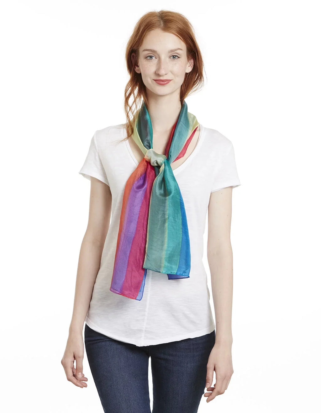 Invisible World Women's 100% Mulberry Sizeilk Sizecarf Long Hand Painted Rainbow